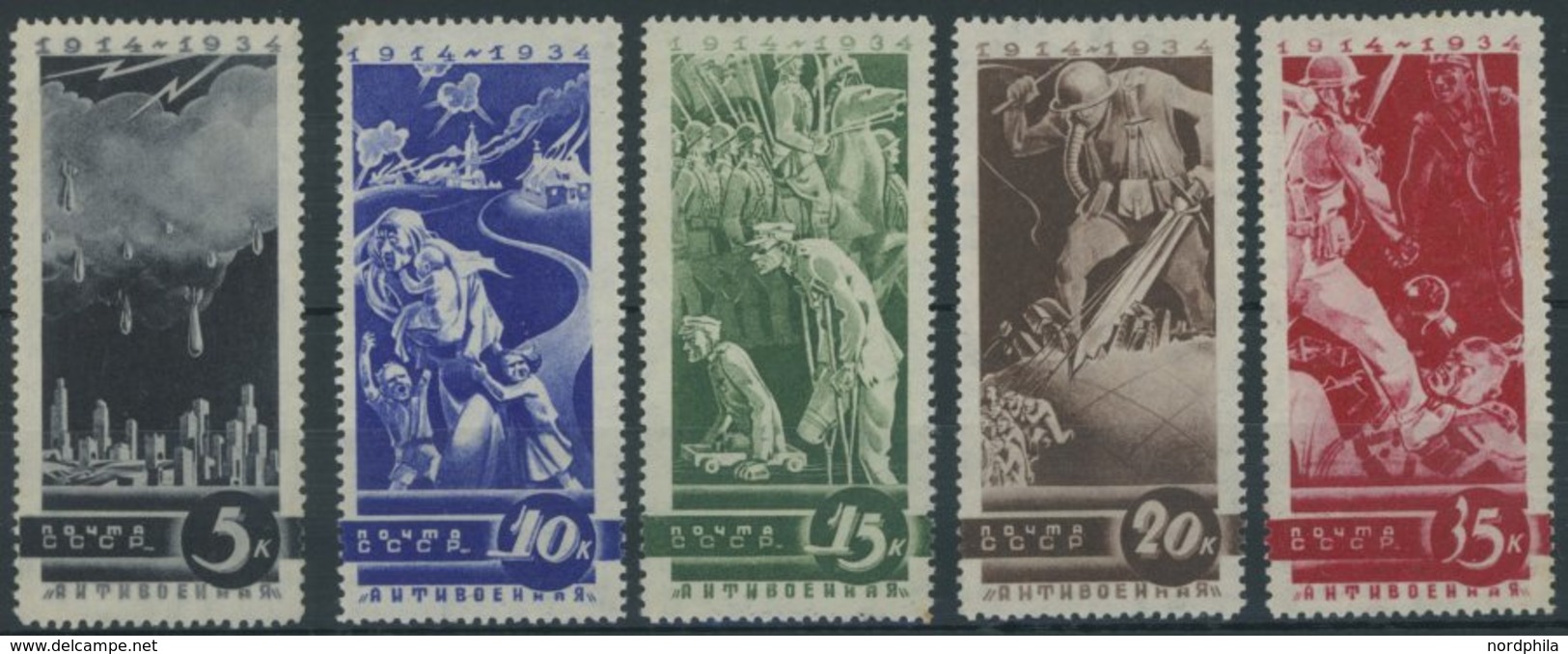 SOWJETUNION 494-98 *, 1935, Erster Weltkrieg, Falzrest, Prachtsatz - Altri & Non Classificati