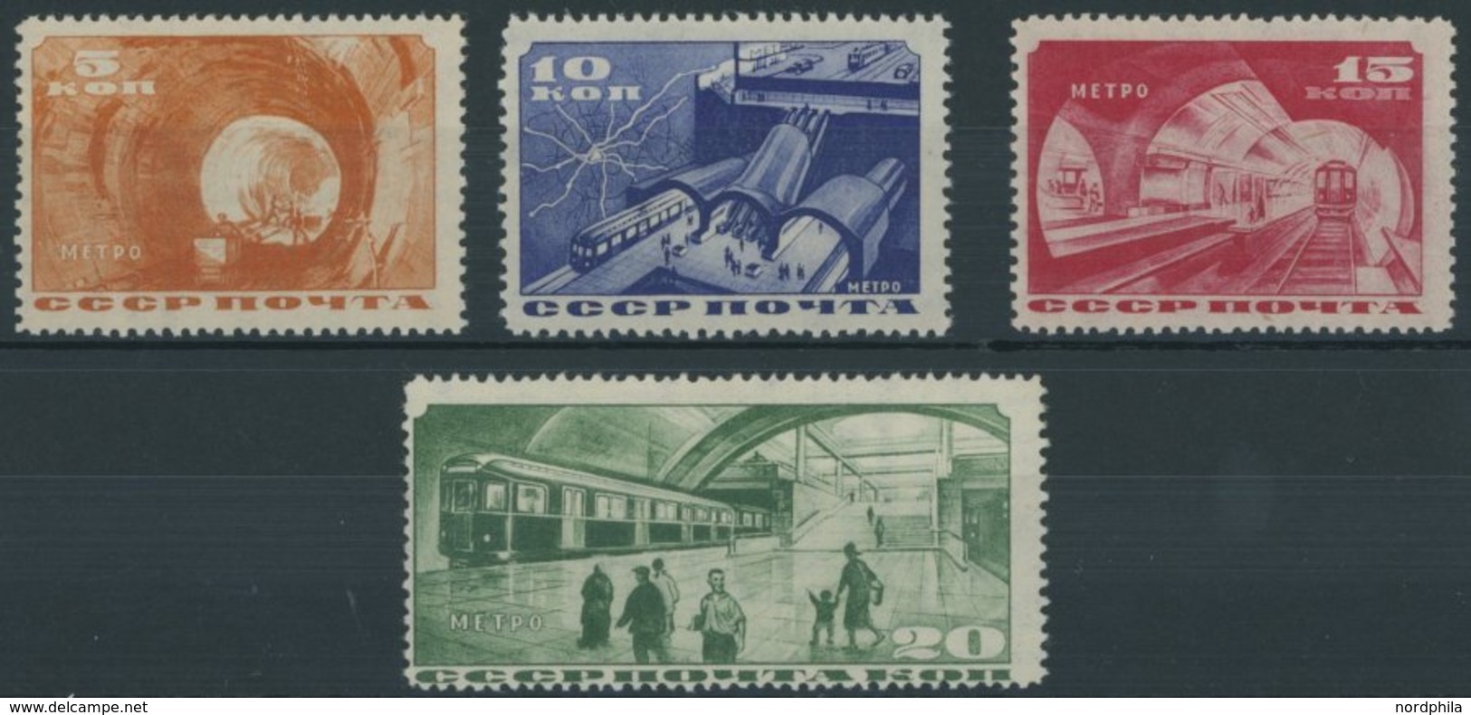 SOWJETUNION 509-12 **, 1935, Moskauer U-Bahn, 5 Und 20 K. Wz. Liegend, 10 Und 15 K. Wz. Stehend, Postfrischer Prachtsatz - Otros & Sin Clasificación