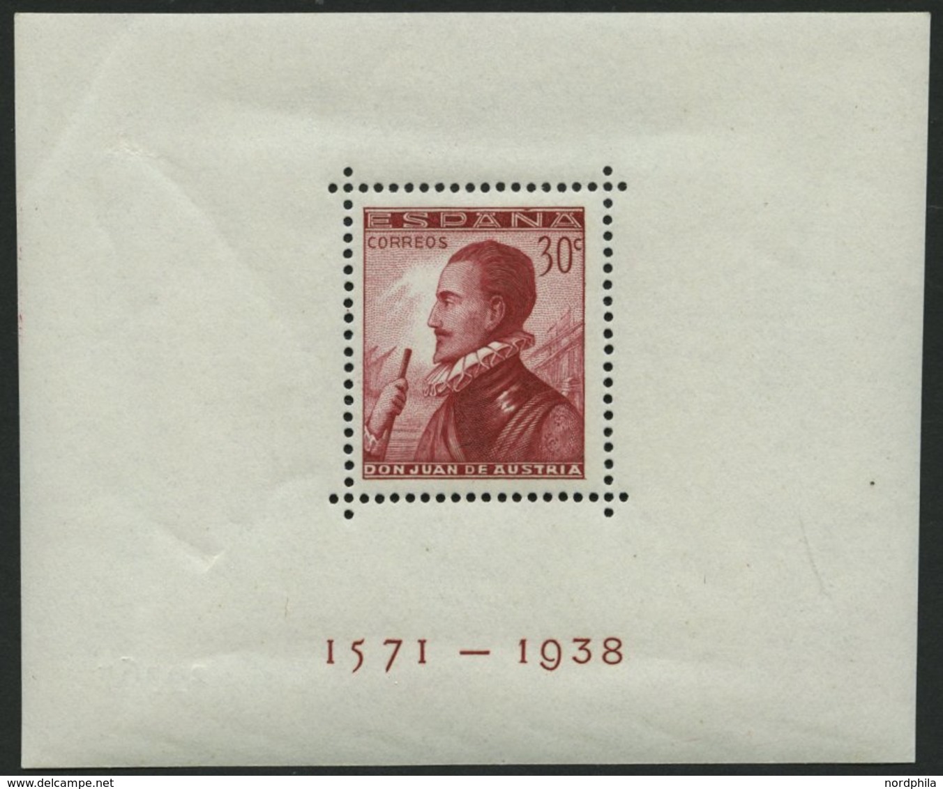 SPANIEN Bl. 11/2A,B **, 1938, Blockpaar Seeschlacht Von Lepanto, Gezähnt Und Ungezähnt, Bl. 11A Kleine Druckstelle Im Ra - Used Stamps