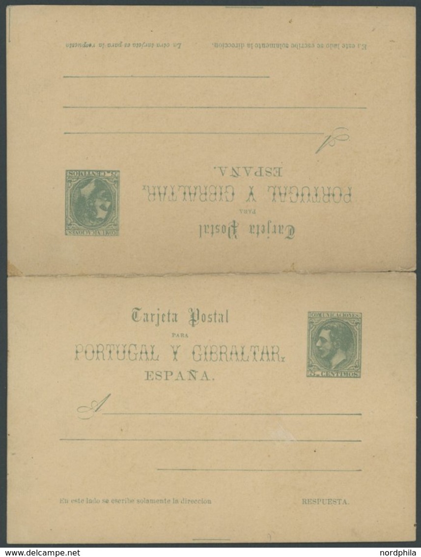 SPANIEN P 12 BRIEF, GANZSACHEN: 1879, 5/5 Cs. Graugrün, Frage- Und Antwortteil, Ungebraucht, Feinst - Used Stamps