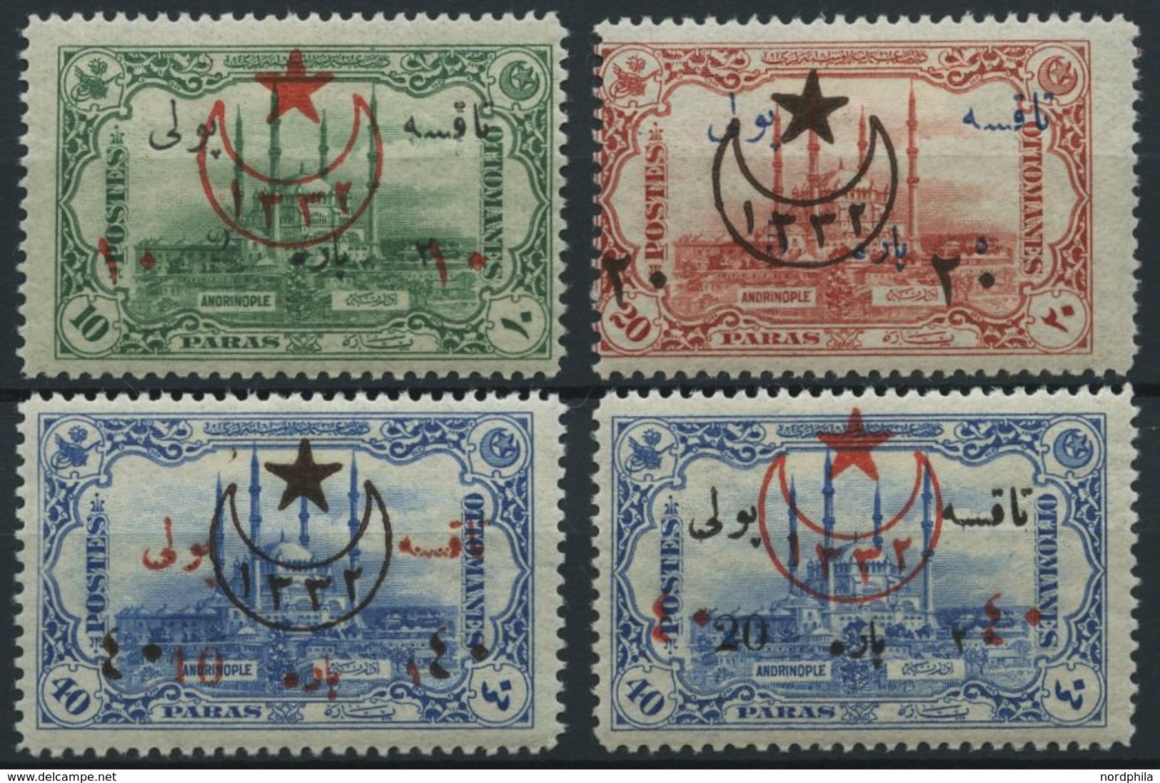 TÜRKEI 472-75 *, 1914, Portomarken Mit Aufdrucktype II, Falzrest, 4 Prachtwerte, Mi. 300.- - Altri & Non Classificati