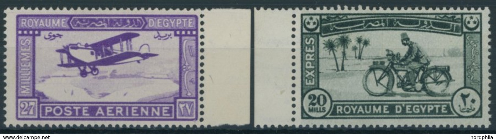 ÄGYPTEN 103,108 **, 1926, 27 M. Fluglinie Kairo-Bagdad Und 20 M. Eilmarke, 2 Postfrische Prachtwerte - Autres & Non Classés