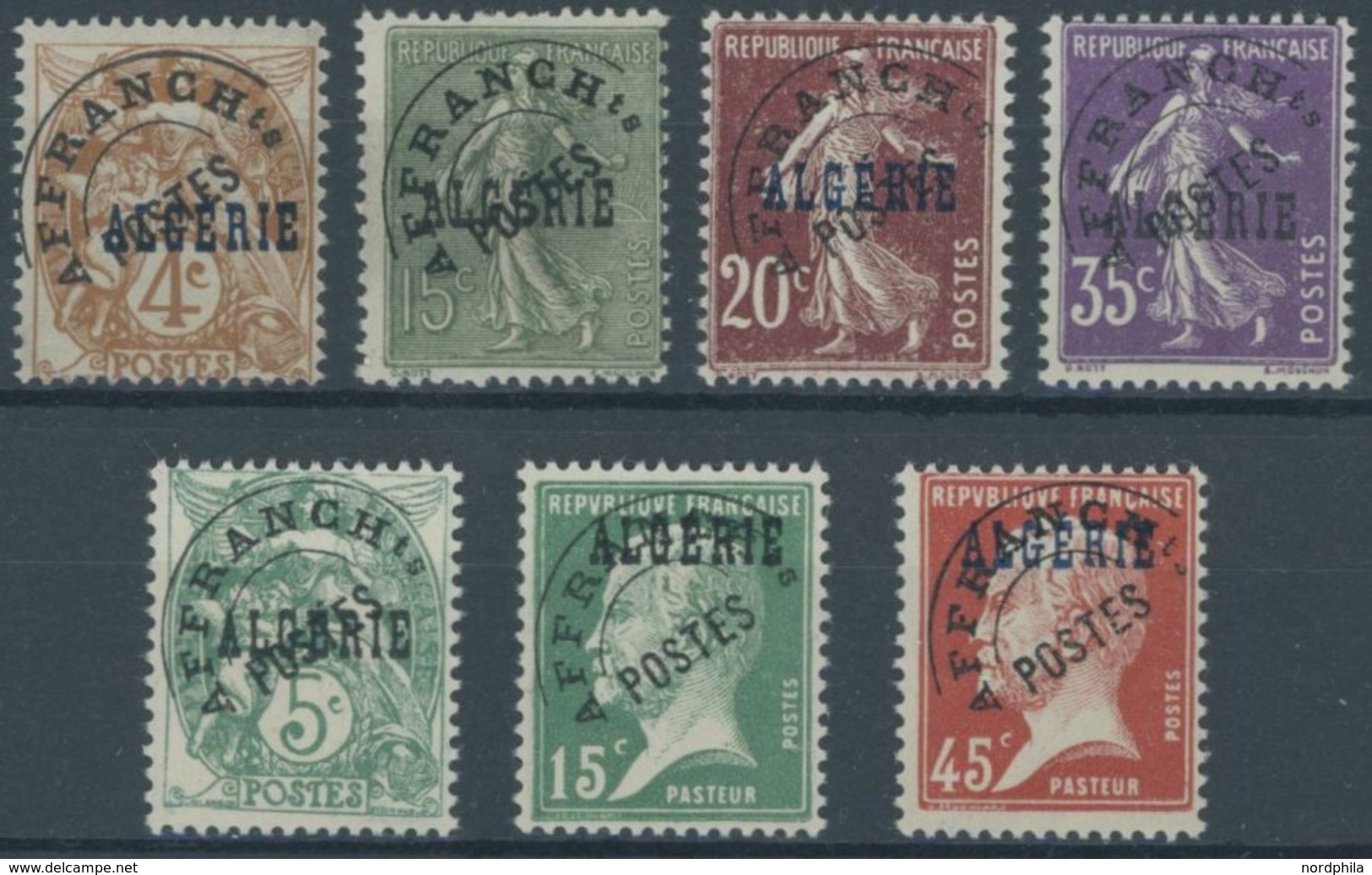 ALGERIEN 5-12V,23-30V **, 1924/5, 7 Verschiedene Werte Mit Vorausentwertungen, Postfrisch, Pracht - Algeria (1962-...)