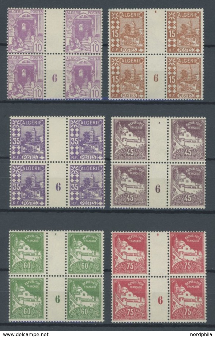 ALGERIEN VB **, 1926, Mi.Nr. 39,40,45,47,49/50 Je Im Zwischensteg-Viererblock Mit Millesimes Nr. 6, Postfrisch, Pracht - Algerien (1962-...)