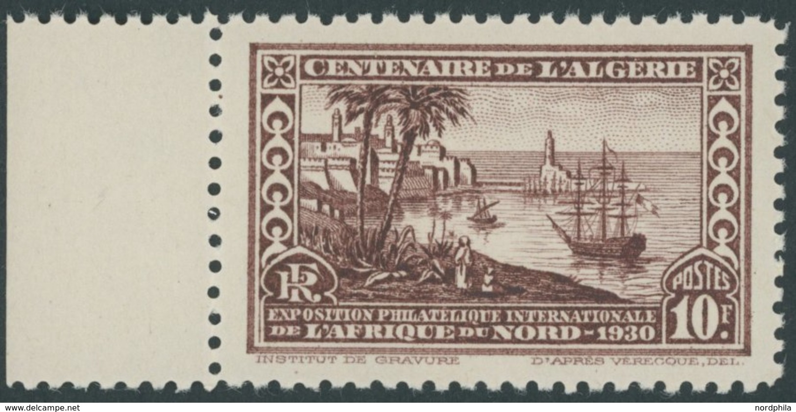 ALGERIEN 101C **, 1930, 10 Fr. Briefmarkenausstellung, Gezähnt C, Postfrisch, Pracht - Algérie (1962-...)