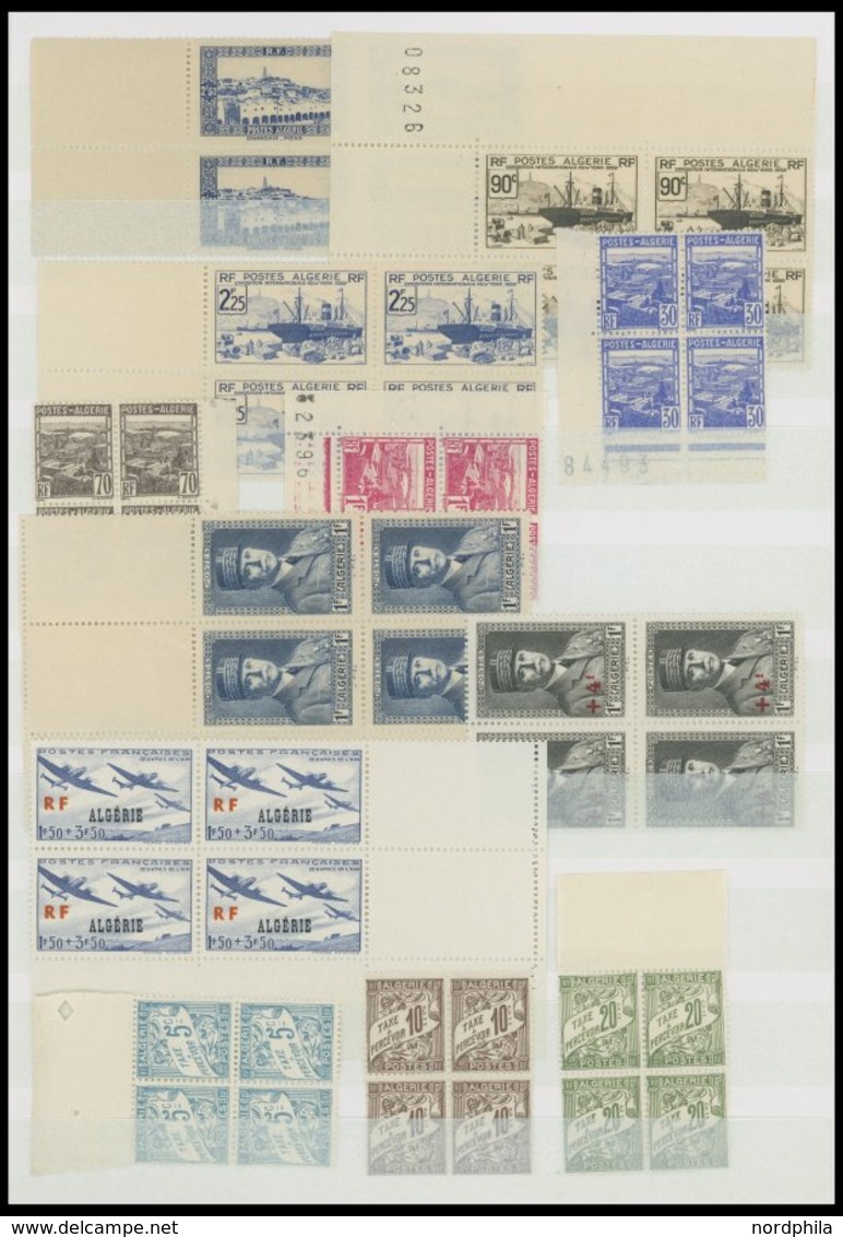 ALGERIEN VB **, 1924-47, Partie Von 76 Verschiedenen Postfrischen Viererblocks, Mit Portomarken, Prachterhaltung - Algeria (1962-...)