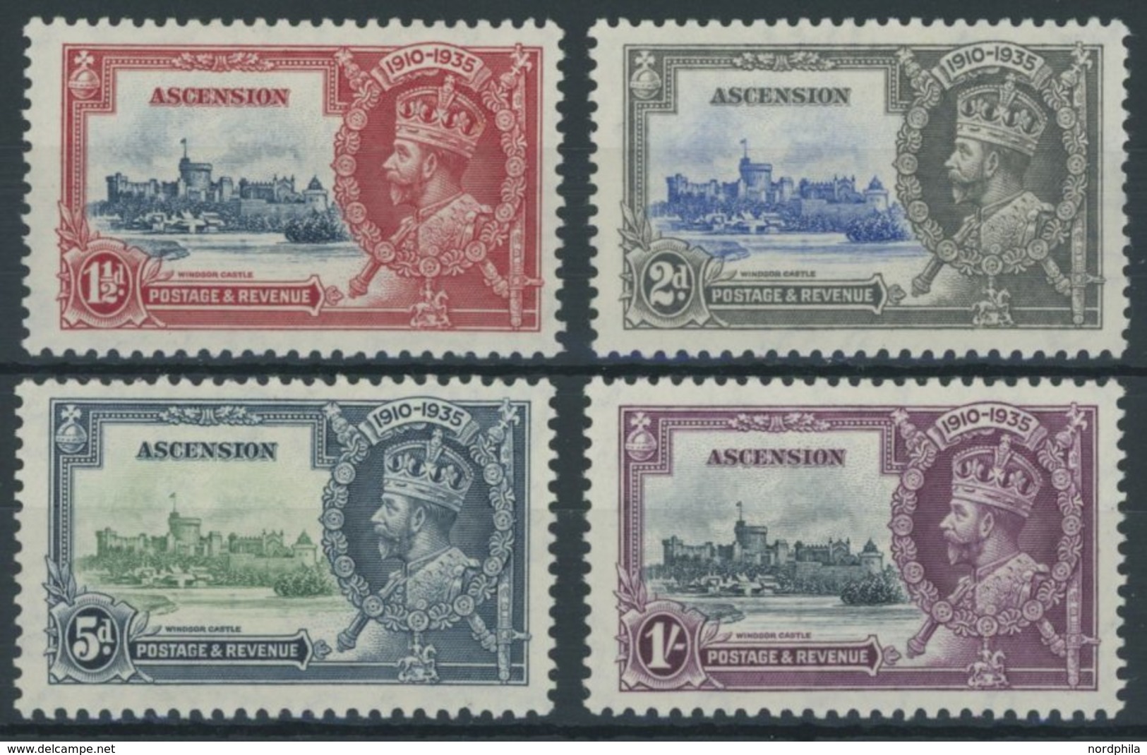 ASCENSION 32-35 *, 1935, Silberhochzeit, Falzrest, Pracht, Mi. 80.- - Ascension (Ile De L')