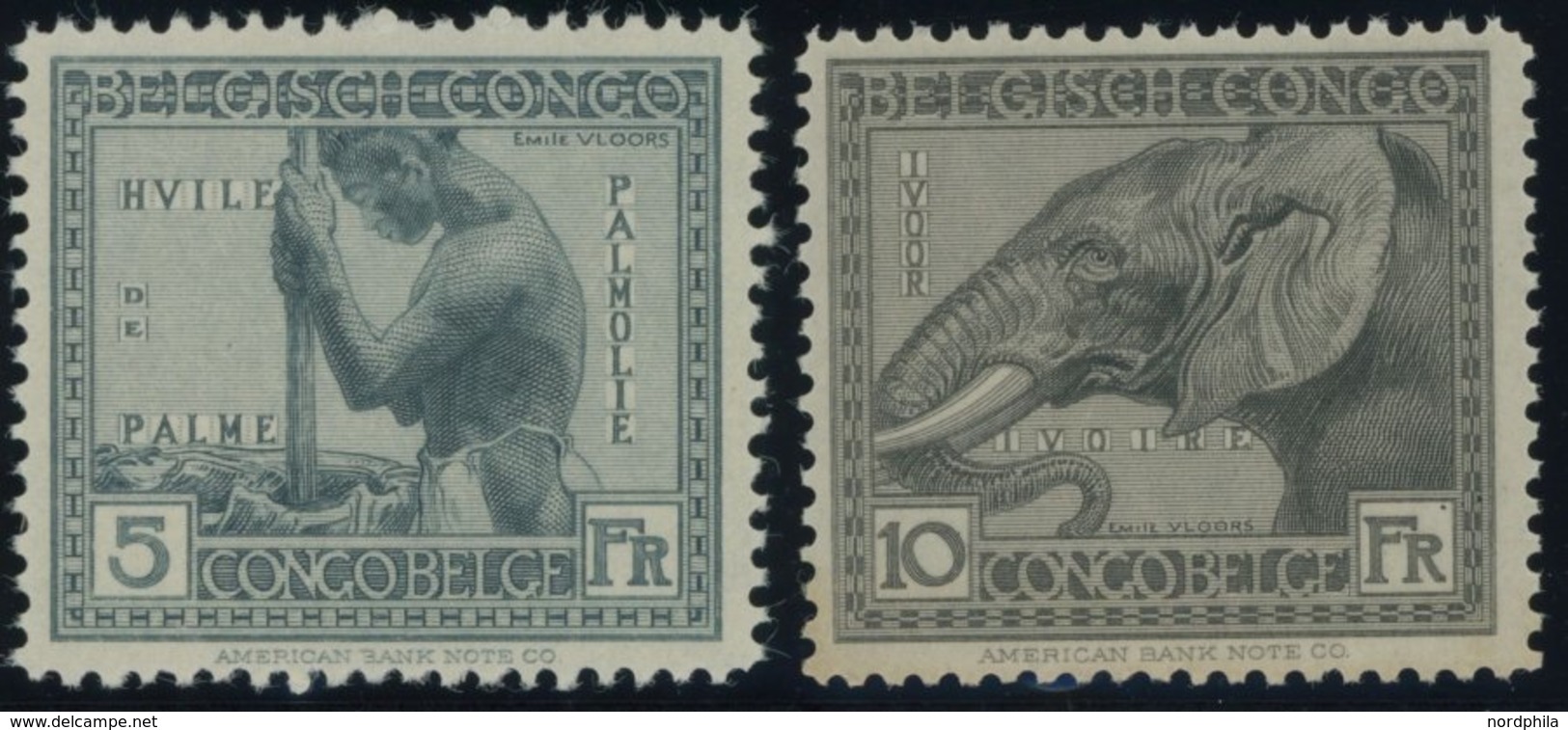 BELGISCH-KONGO 76/7 **, 1924, 5 Und 10 Fr. Kongo, Gummi Teils Etwas Gebräunt Sonst Pracht - Altri & Non Classificati