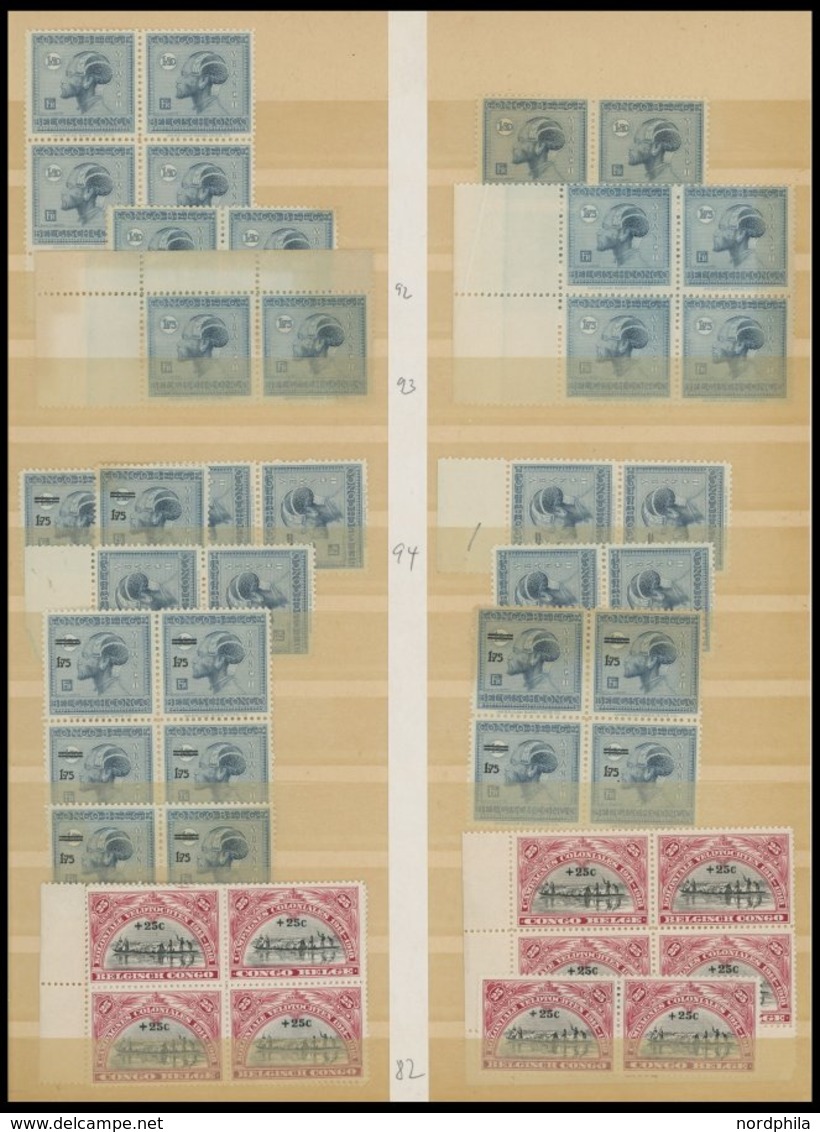 BELGISCH-KONGO **,* , 1894-1952, meist postfrische Partie, z.T. in Blockstücken, fast nur Prachterhaltung