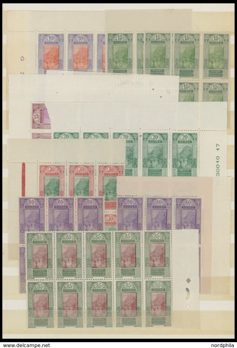 FRANZÖSISCH-GUINEA **, 1922-42, Kleine Postfrische Partie Meist Nur Bogenteile, Fast Nur Prachterhaltung - Autres & Non Classés