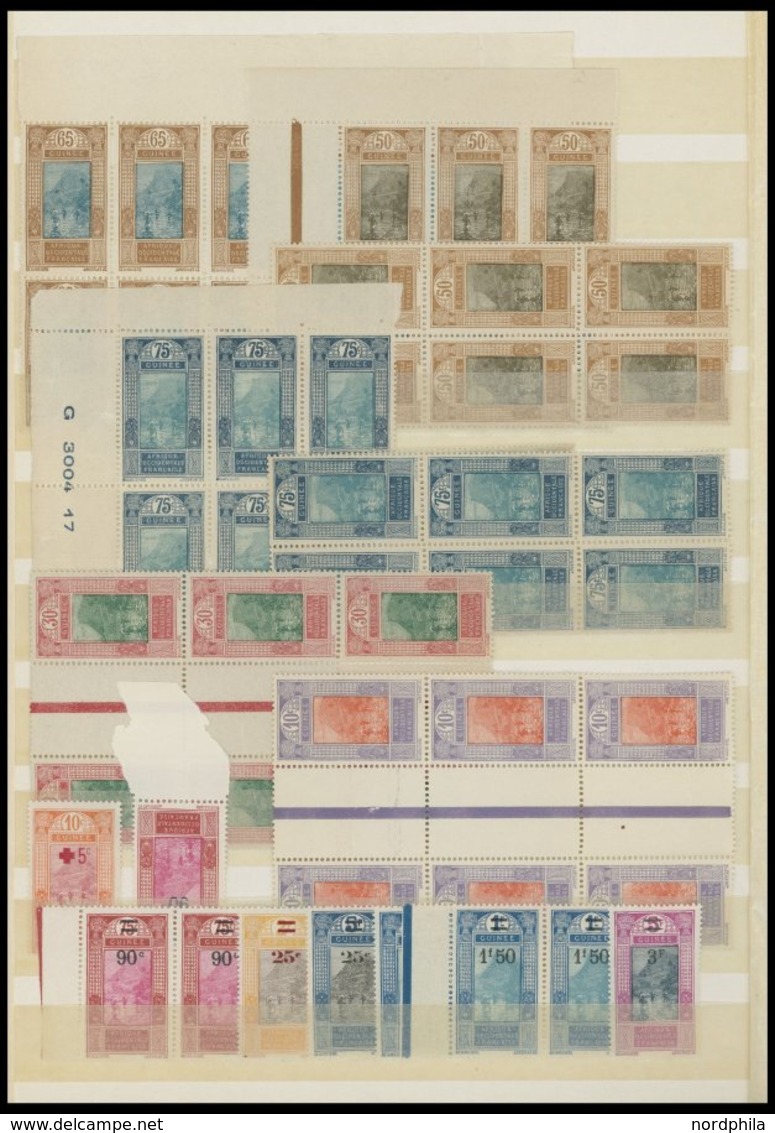 FRANZÖSISCH-GUINEA **, 1922-42, Kleine Postfrische Partie Meist Nur Bogenteile, Fast Nur Prachterhaltung - Autres & Non Classés