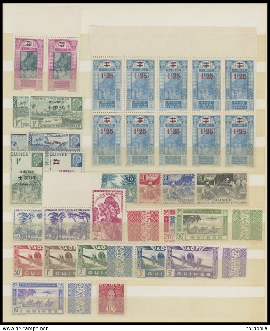 FRANZÖSISCH-GUINEA **, 1922-42, Kleine Postfrische Partie Meist Nur Bogenteile, Fast Nur Prachterhaltung - Autres & Non Classés