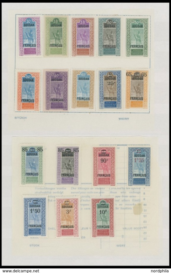 FRANZÖSISCH-SUDAN **,* , 1921-42, Fast Nur Postfrische Partie Mit Bogenteilen, Fast Nur Prachterhaltung - Altri & Non Classificati