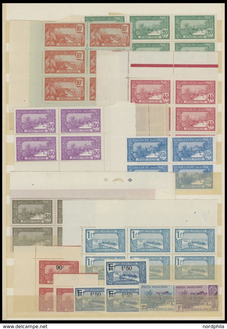 GUADELOUPE **, 1922-44, Kleine Postfrische Partie Mit Bogenteilen, Fast Nur Prachterhaltung - Other & Unclassified