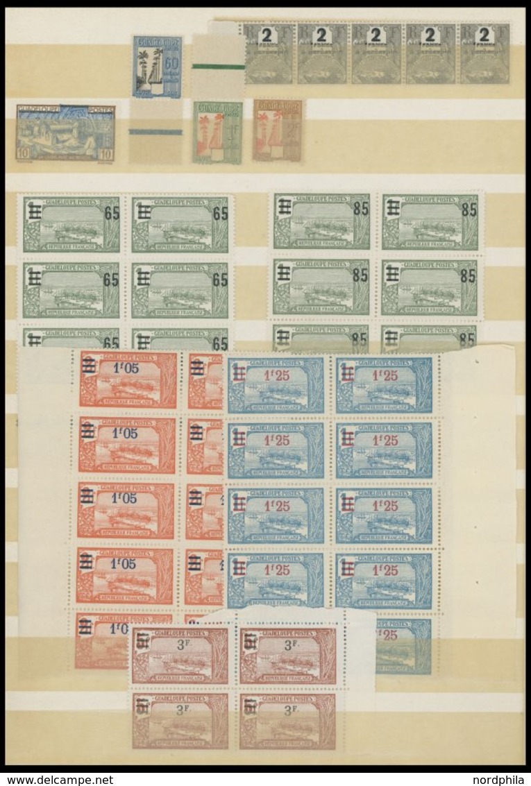 GUADELOUPE **, 1922-44, Kleine Postfrische Partie Mit Bogenteilen, Fast Nur Prachterhaltung - Altri & Non Classificati