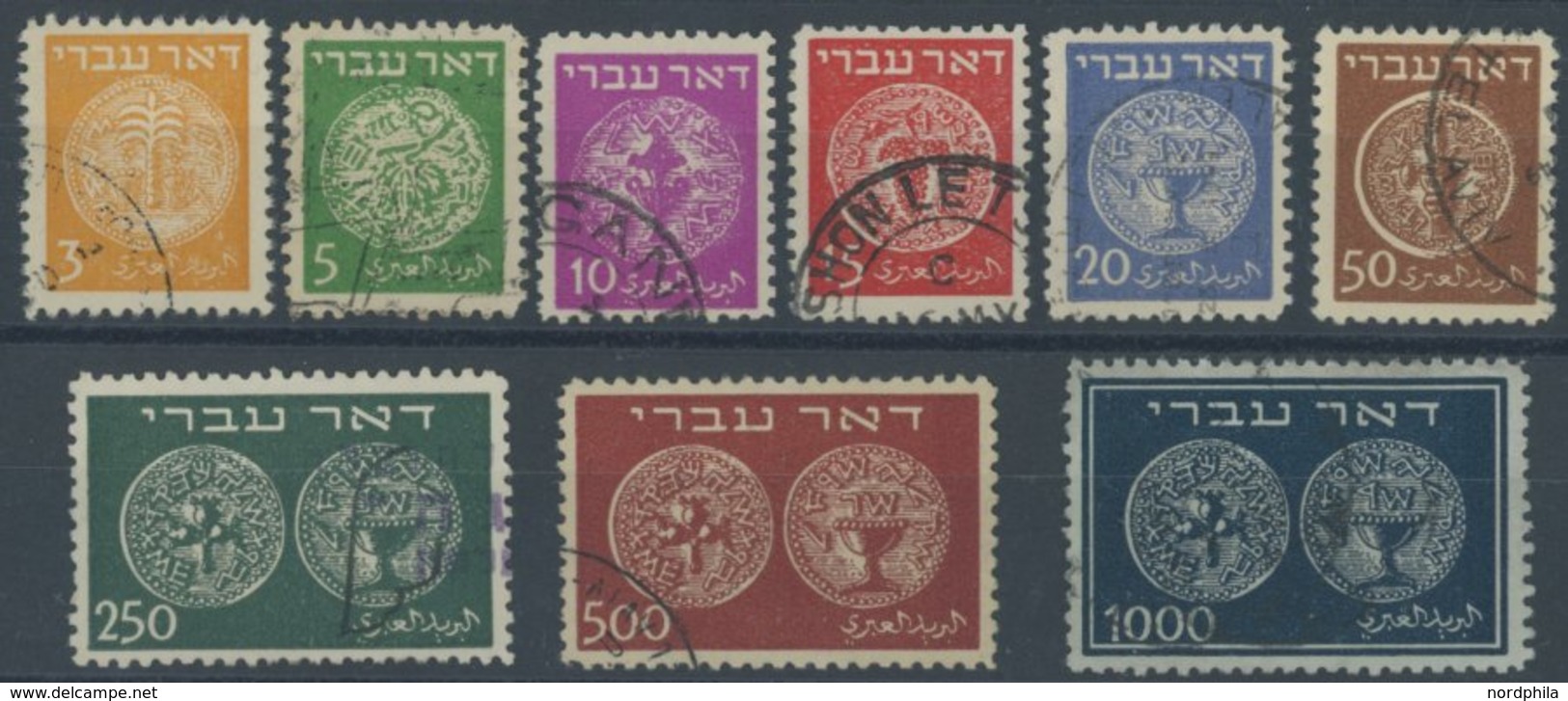 ISRAEL 1-9 O, 1948, Münzen, Prachtsatz, Mi. 350.- - Autres & Non Classés