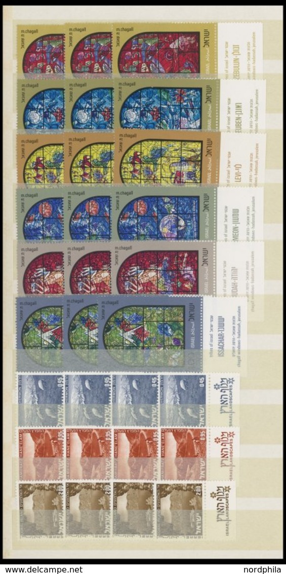 ISRAEL - SAMMLUNGEN, LOTS **, 1968-73, Postfrische Dublettenpartie Israel Im Einsteckbuch, U.a. 4x Mi.Nr. 524-37 Und 3x  - Collezioni & Lotti