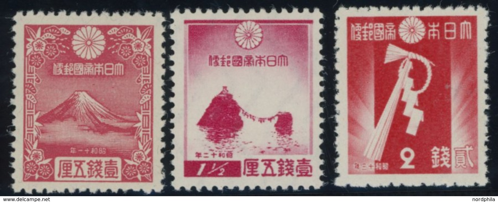 JAPAN 217,229,236 **, 1935-37, Neujahr, 3 Werte, Postfrisch, Pracht - Other & Unclassified