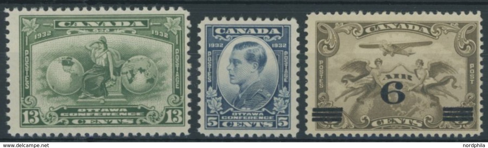 KANADA 160/1,169 **, 1932, 5 Und 13 C. Wirtschaftskonferenz Und Flugpost, 3 Postfrische Prachtwerte - Used Stamps