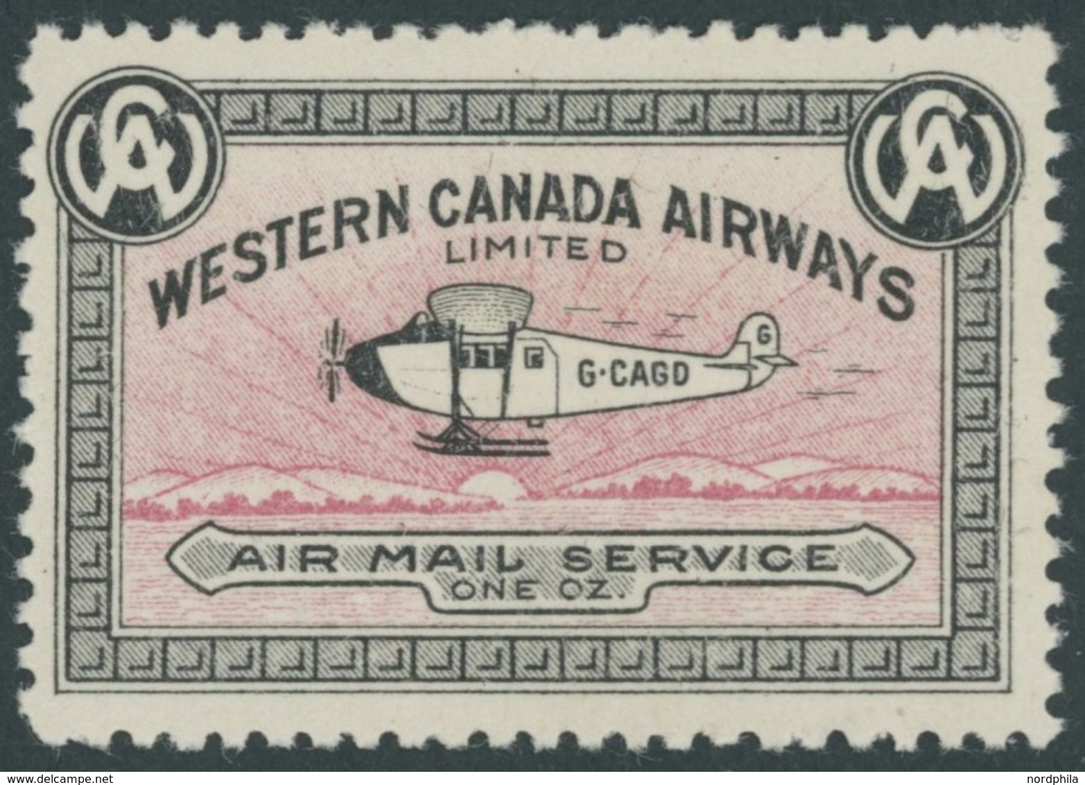 KANADA **, 1927, 10 C. Western Canada Airways-Vignette, Postfrisch, Pracht - Usati