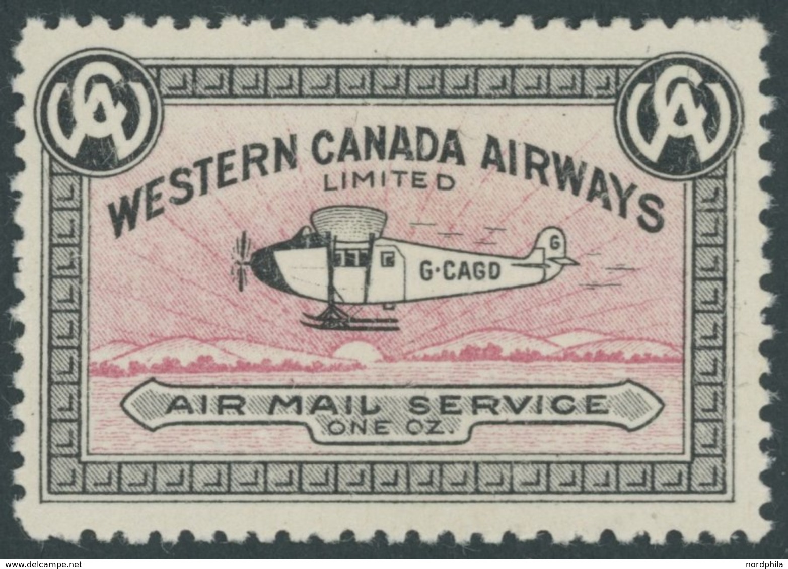 KANADA **, 1927, 10 C. Western Canada Airways-Vignette, Postfrisch, Pracht - Oblitérés