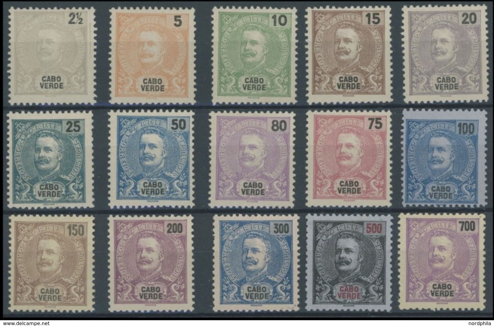 KAP VERDE 37-51 *, 1898, König Carlos I, Teils Stärkere Falzreste, 150 R. Rückseitige Mängel Sonst üblich Gezähnter Prac - Cape Verde