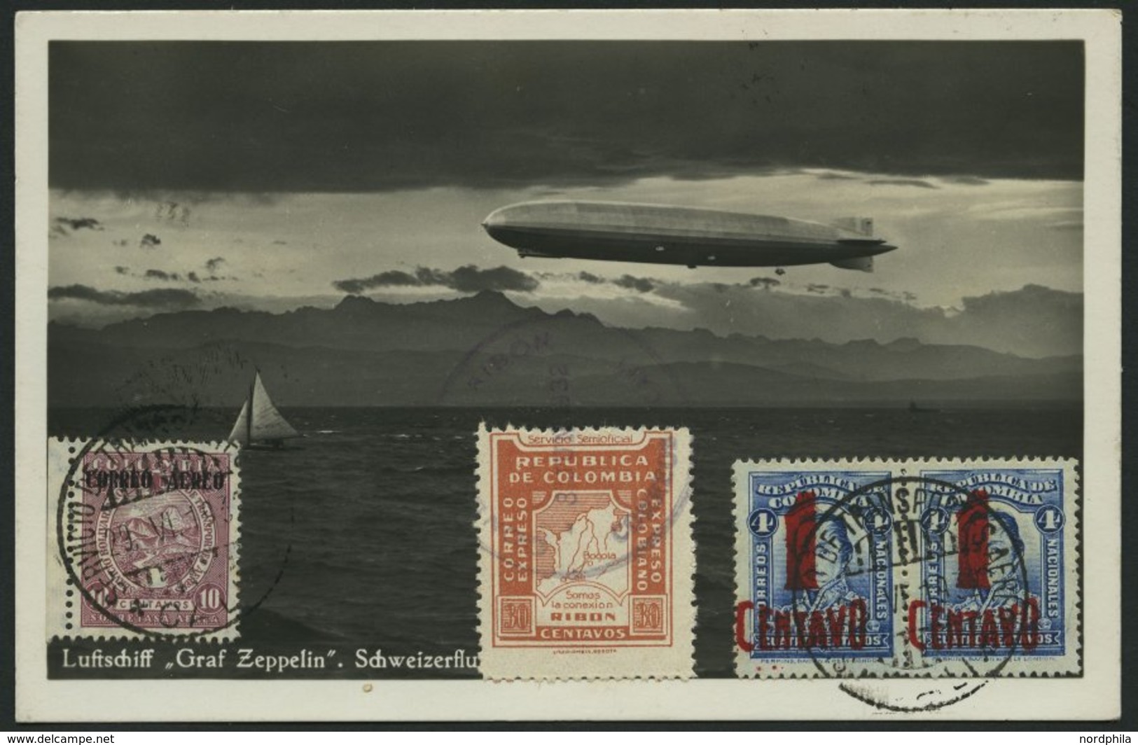 KOLUMBIEN 29.6.1932, Erstflugkarte Cali-Bogota, Rückseitige Frankatur, Pracht - Colombia