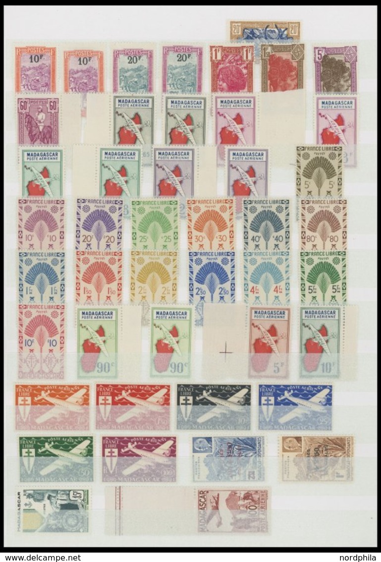 MADAGASKAR **,* , 1908-44, überwiegend Postfrische Partie Mit Vielen Blockstücken, Prachterhaltung - Madagaskar (1960-...)