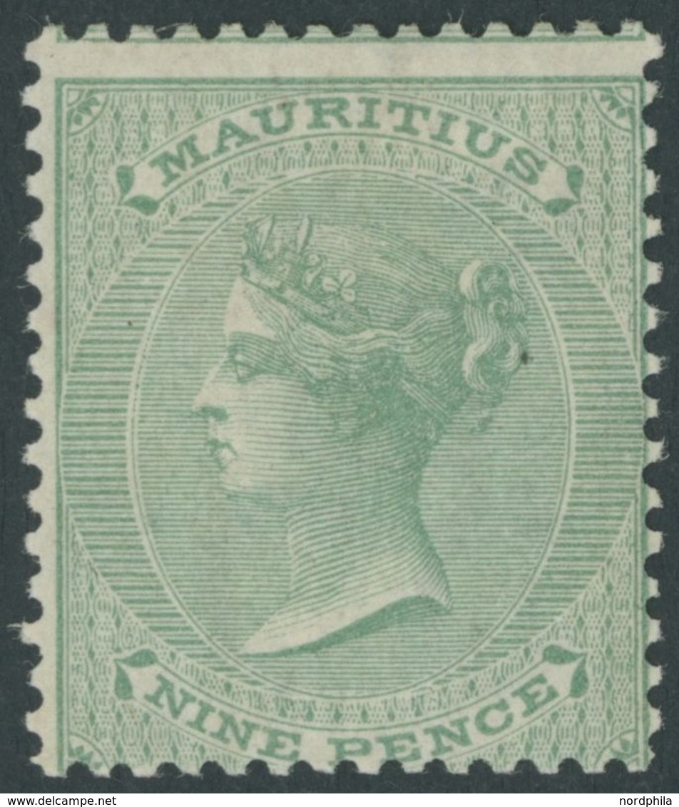MAURITIUS 33 *, 1872, 9 P. Gelbgrün, Falzrest, Pracht, Mi. 140.- - Mauritius (1968-...)