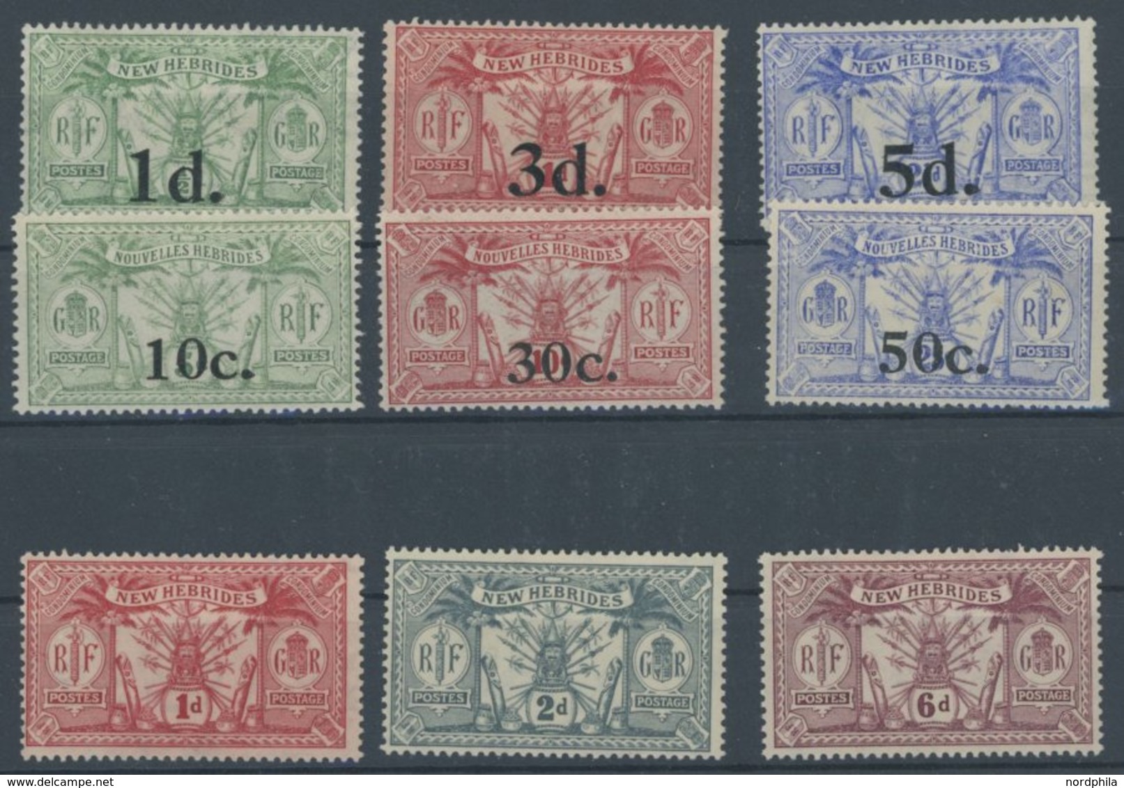 NEUE HEBRIDEN 58,64/5,73-76 *, 1920/1, 9 Prachtwerte, Falzrest, Mi. 78.50 - Altri & Non Classificati