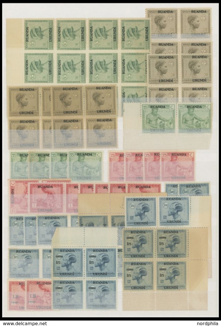 RUANDA-URUNDI **,* , 1916-36, überwiegend Postfrische Partie, Vieles In Bogenteilen, Meist Prachterhaltung - Unused Stamps