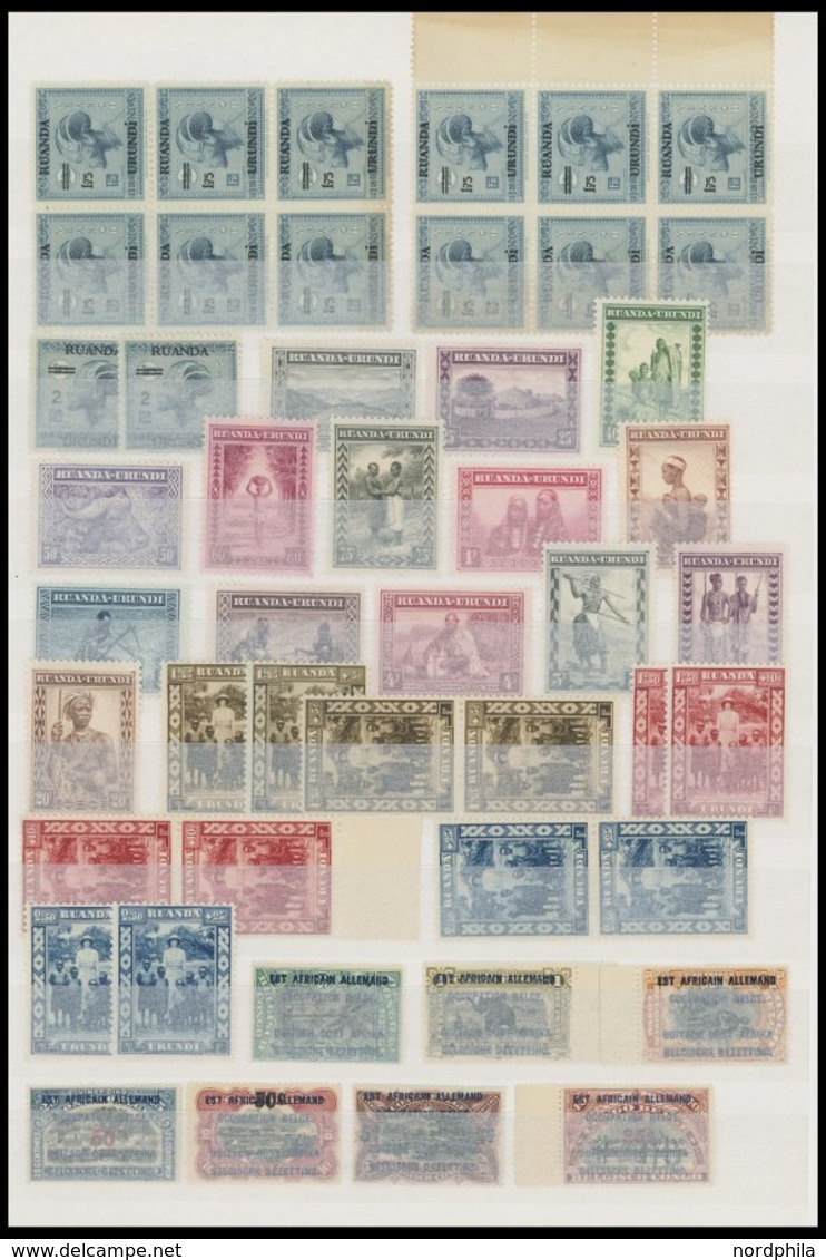 RUANDA-URUNDI **,* , 1916-36, überwiegend Postfrische Partie, Vieles In Bogenteilen, Meist Prachterhaltung - Unused Stamps