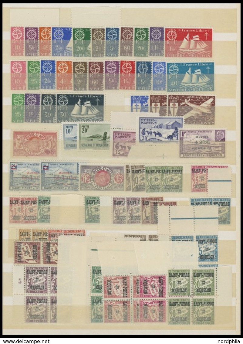 ST. PIERRE UND MIQUELON **,* , 1909-42, Fast Nur Postfrische Partie, Z.T. In Bogenteilen, Fast Nur Prachterhaltung - Unused Stamps