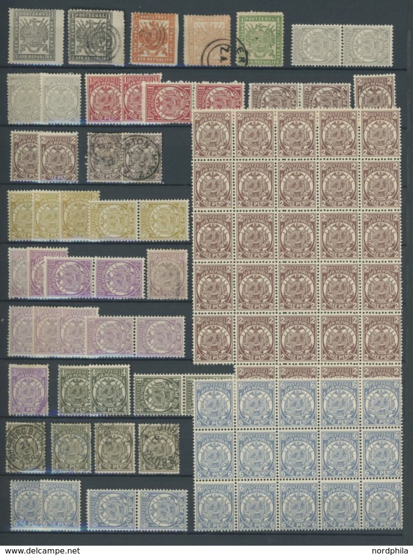 TRANSVAAL **,*,o , 1870-1904, Reichhaltige Partie Transvaal Im Einsteckbuch Mit Zahlreichen Postfrischen Blockstücken, D - Transvaal (1870-1909)