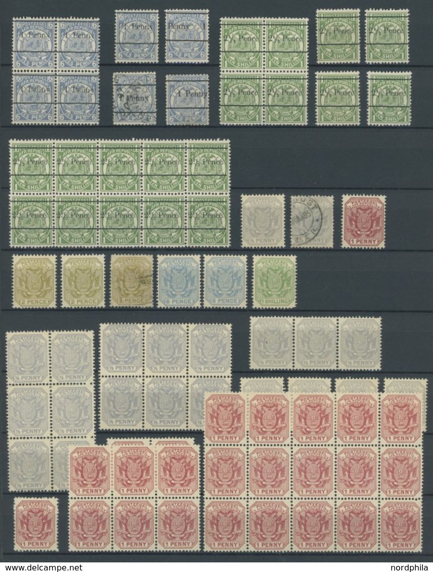 TRANSVAAL **,*,o , 1870-1904, Reichhaltige Partie Transvaal Im Einsteckbuch Mit Zahlreichen Postfrischen Blockstücken, D - Transvaal (1870-1909)