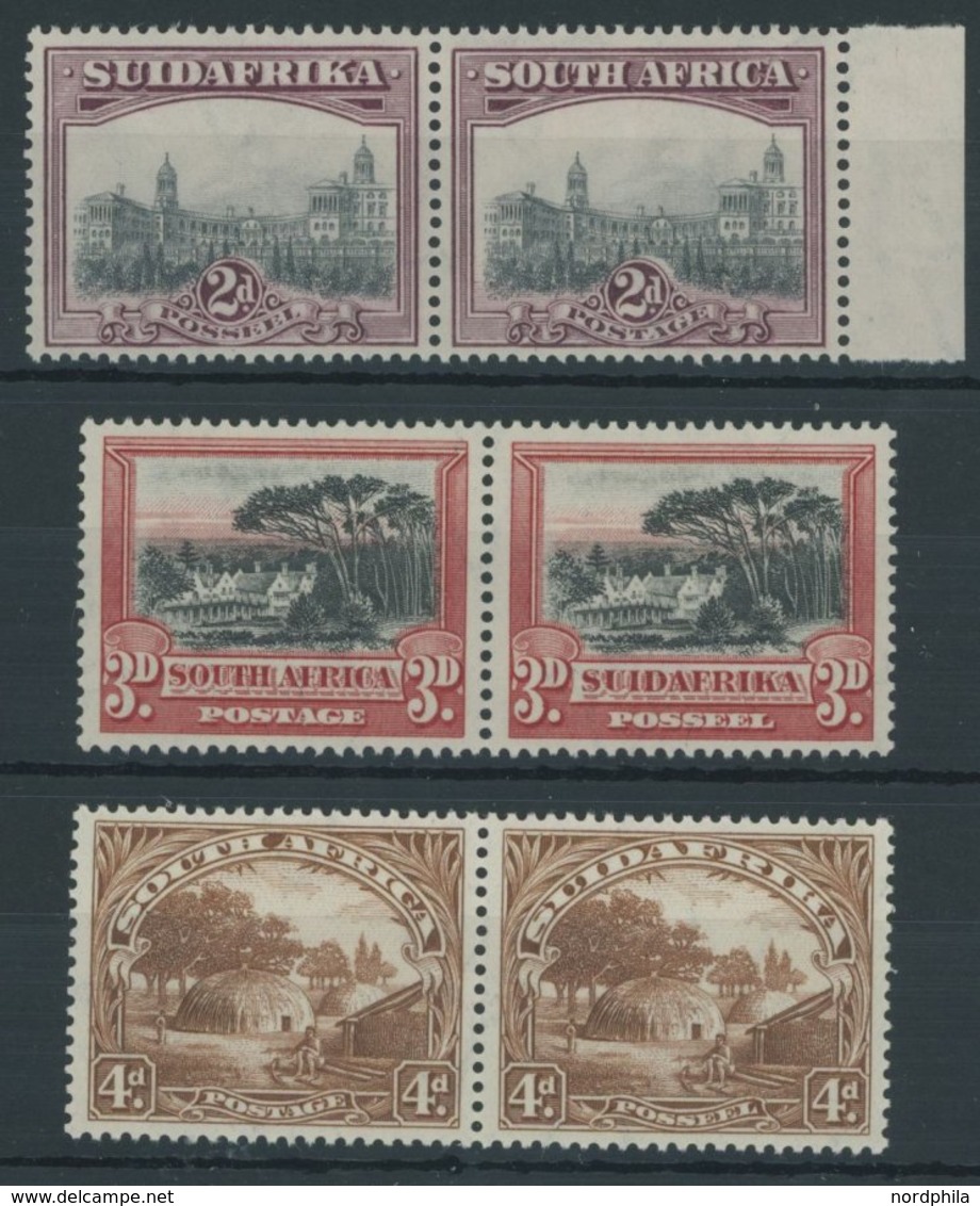 SÜDAFRIKA AB 1910 29-34A *,** , 1927, 2 - 4 P. Landesmotive, 3 Waagerechte Paare, Je Ein Wert Postfrisch, Pracht - Storia Postale