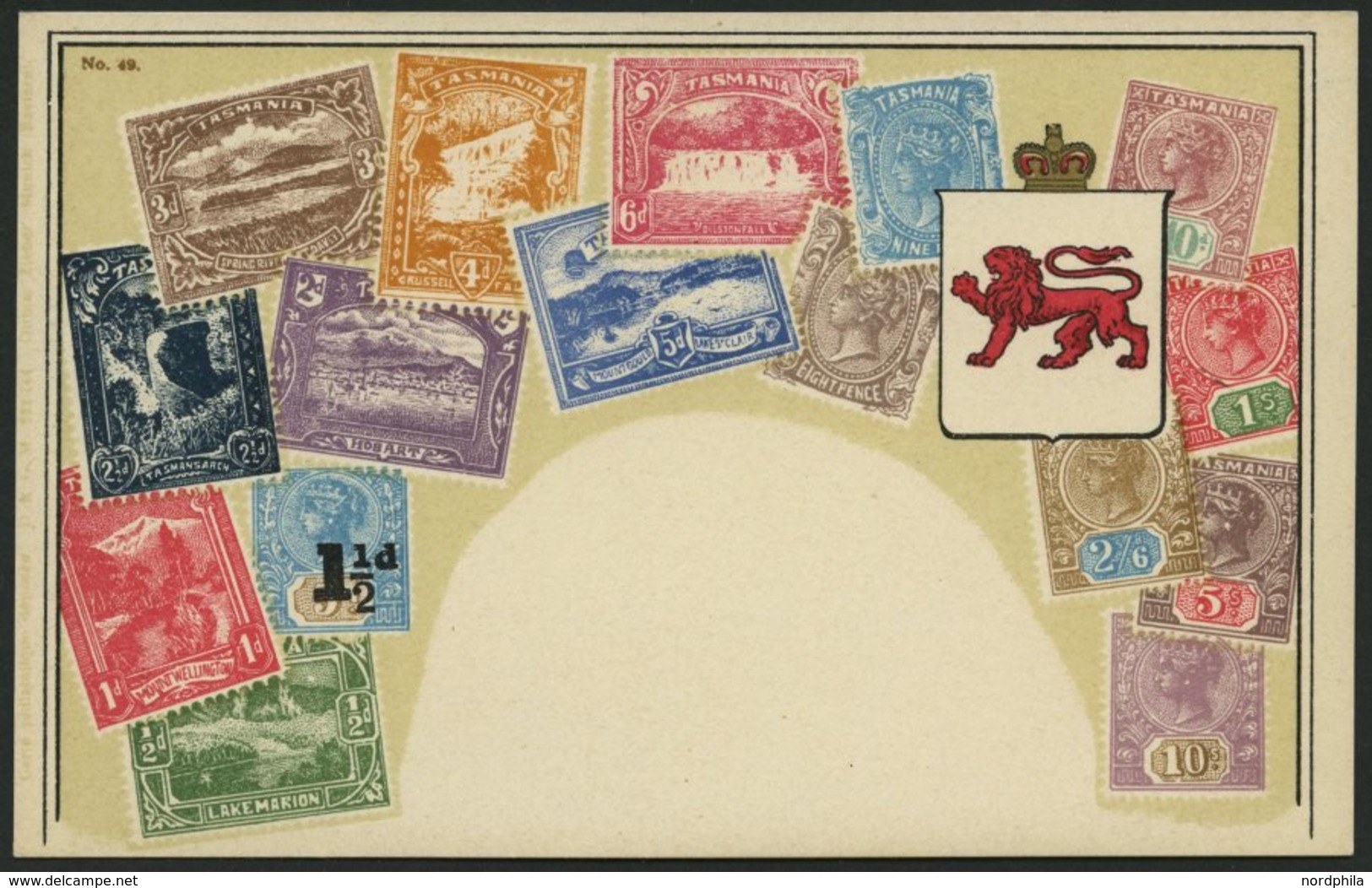 TASMANIEN Ca. 1920, Briefmarkenserie, Ungebrauchte Karte, Pracht - Francobolli (rappresentazioni)