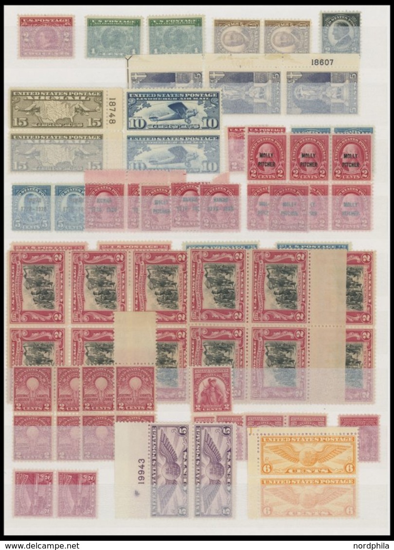 SAMMUNGEN, LOTS **, Postfrische Partie USA Von 1909-52 Mit Vielen Blockstücken Und Blocks, Fast Nur Prachterhaltung - Collections