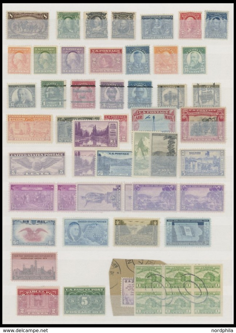 SAMMUNGEN, LOTS *, 1898-1946, Kleine Ungebrauchte Partie USA, U.a. Mit Mi.Nr. 121 Und 161, Fast Nur Prachterhaltung - Collections