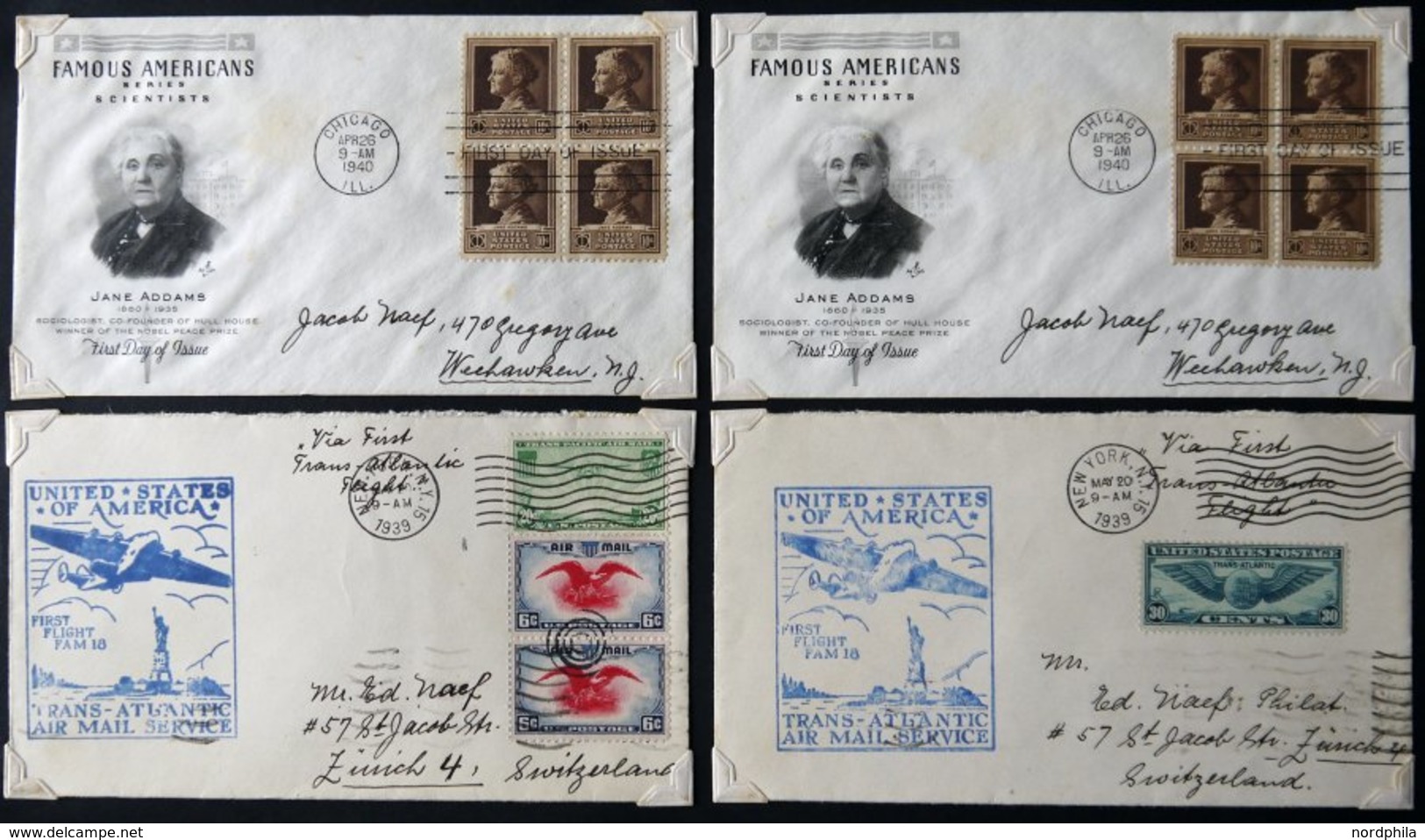 SAMMUNGEN, LOTS 1933-49, Sammlung von 380 Belegen, fast nur FDC`s in 4 großformatigen alten Compact Cover Alben, meist i