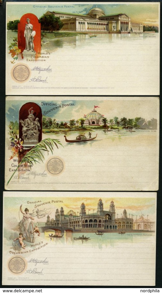 GANZSACHEN 1893, WORLD`S COLUMBIAN EXPOSITION, 11 Verschiedene Ungebrauchte 1 C. Postal Cards Der Serie Goldsmith, Prach - Autres & Non Classés