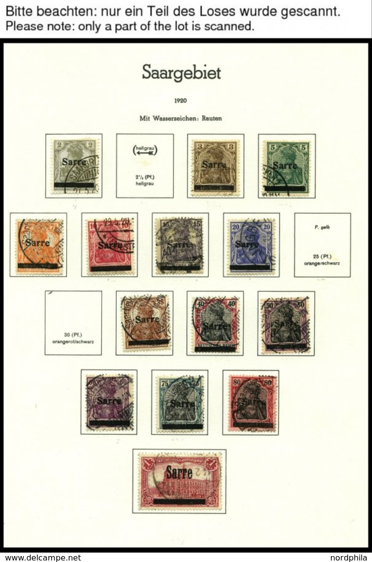 DIVERSES - SAMMLUNGEN, LO O,Brief , Gestempelte Sammlung Saargebiet Und Saarland Von 1920-56 Im Leuchtturm Album, Abstem - Collections