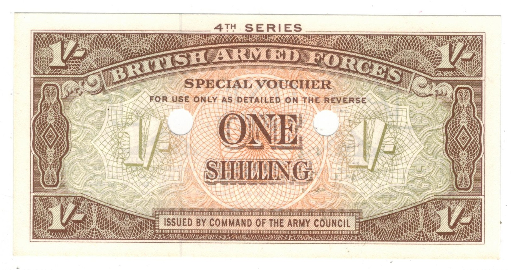 British Armed Forces , 1 Shilling. 4th Series. M32b (1962) UNC. - British Armed Forces & Special Vouchers