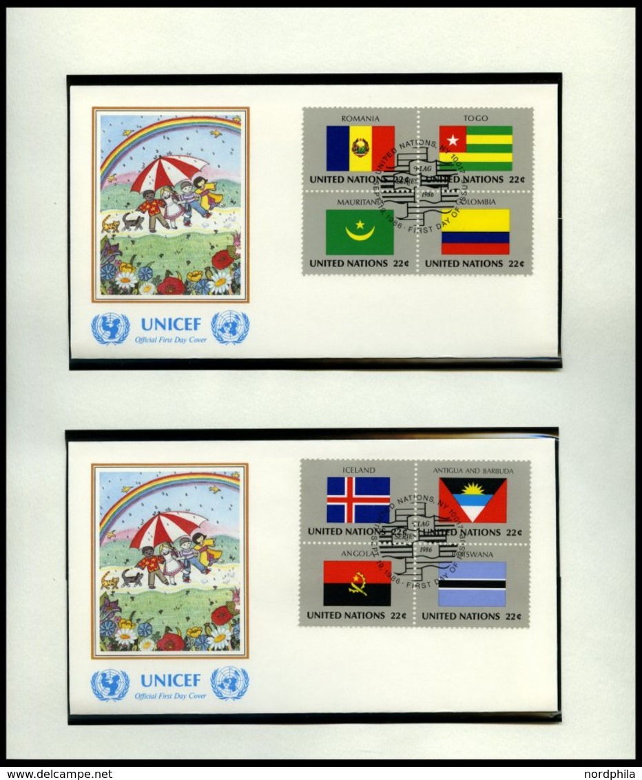 SONSTIGE MOTIVE Brief,** , Flaggen Der Nationen In 5 Unicef-Alben, 1980-86 Und 1988 Je Komplett In Zusammendruck-Bogen,  - Philately And Postal History