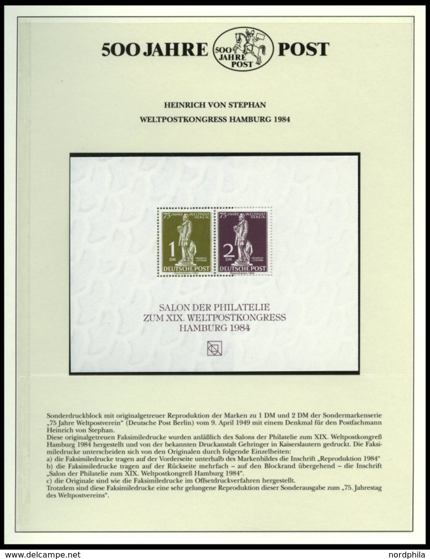 SONSTIGE MOTIVE **,Brief,o , 500 Jahre Post Auf Siegerseiten In 3 Alben Und Einem Leitzordner Mit Einzelmarken, Maximumk - Filatelia E Storia Postale