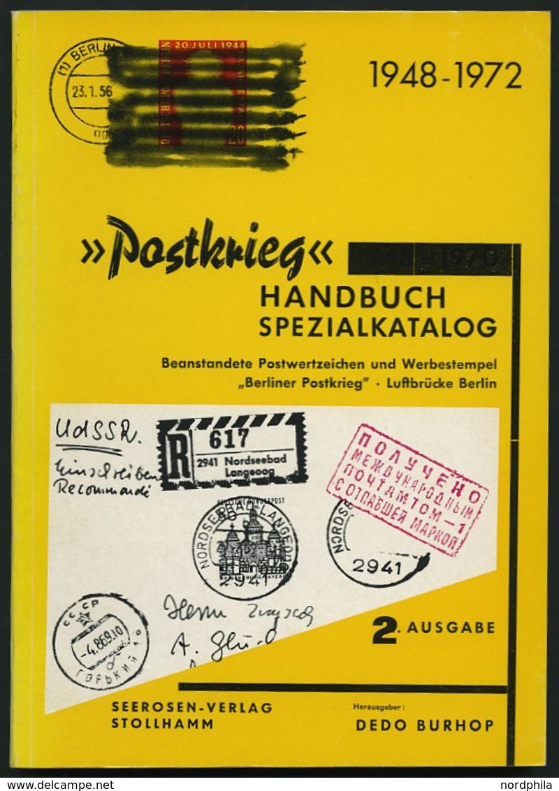 PHIL. LITERATUR Spezial-Katalog über Postkriegs-Belege 1948-1972, 2. Ausgabe 1973, Dedo Burhop, 138 Seiten - Filatelie En Postgeschiedenis