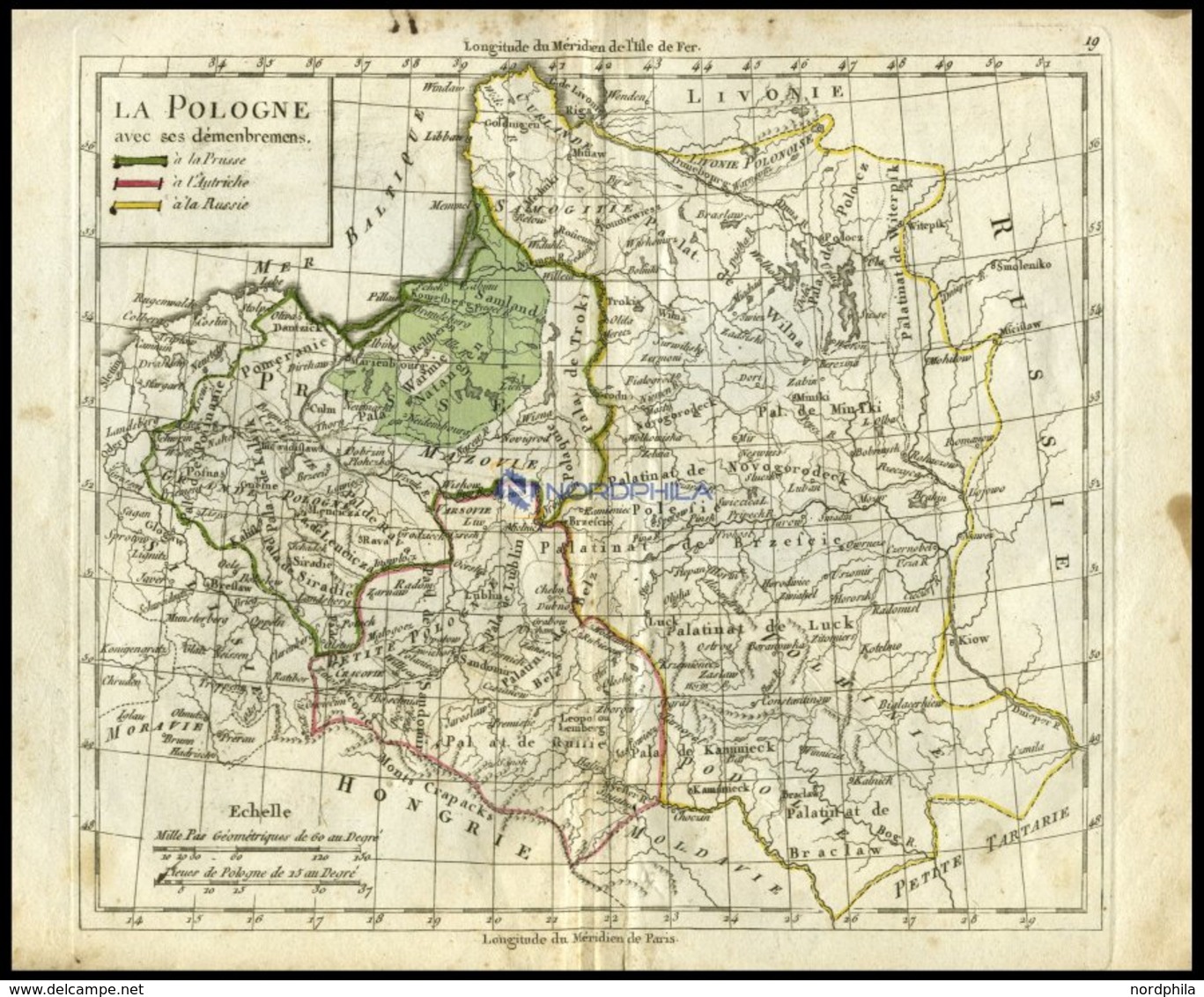 Generalkarte, La Pologne, Grenzkolorierter Kupferstich Aus Delamarché Petit Atlas Um 1785 - Altri & Non Classificati