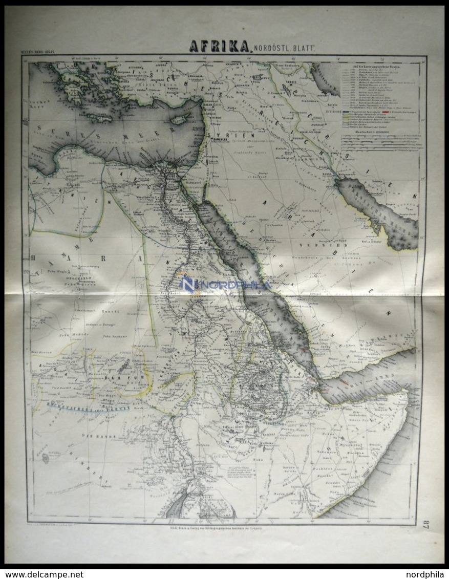 Der Nordöstliche Teil, Grenzkolorierter Stahlstich Aus Meyers Hand-Atlas, 1875 - Other & Unclassified