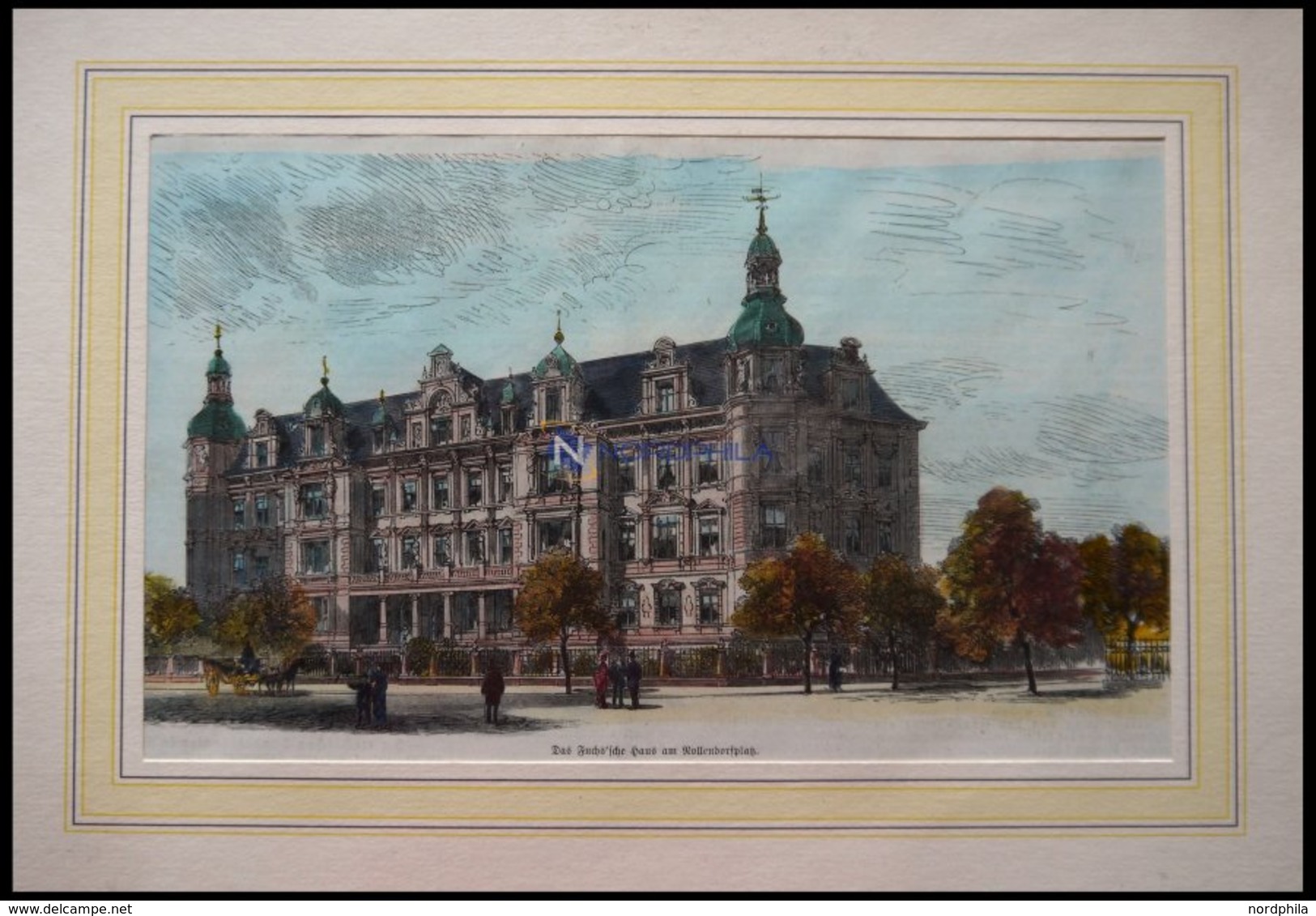 BERLIN: Das Fuchs`sche Haus, Kolorierter Holzstich Um 1880 - Litografia