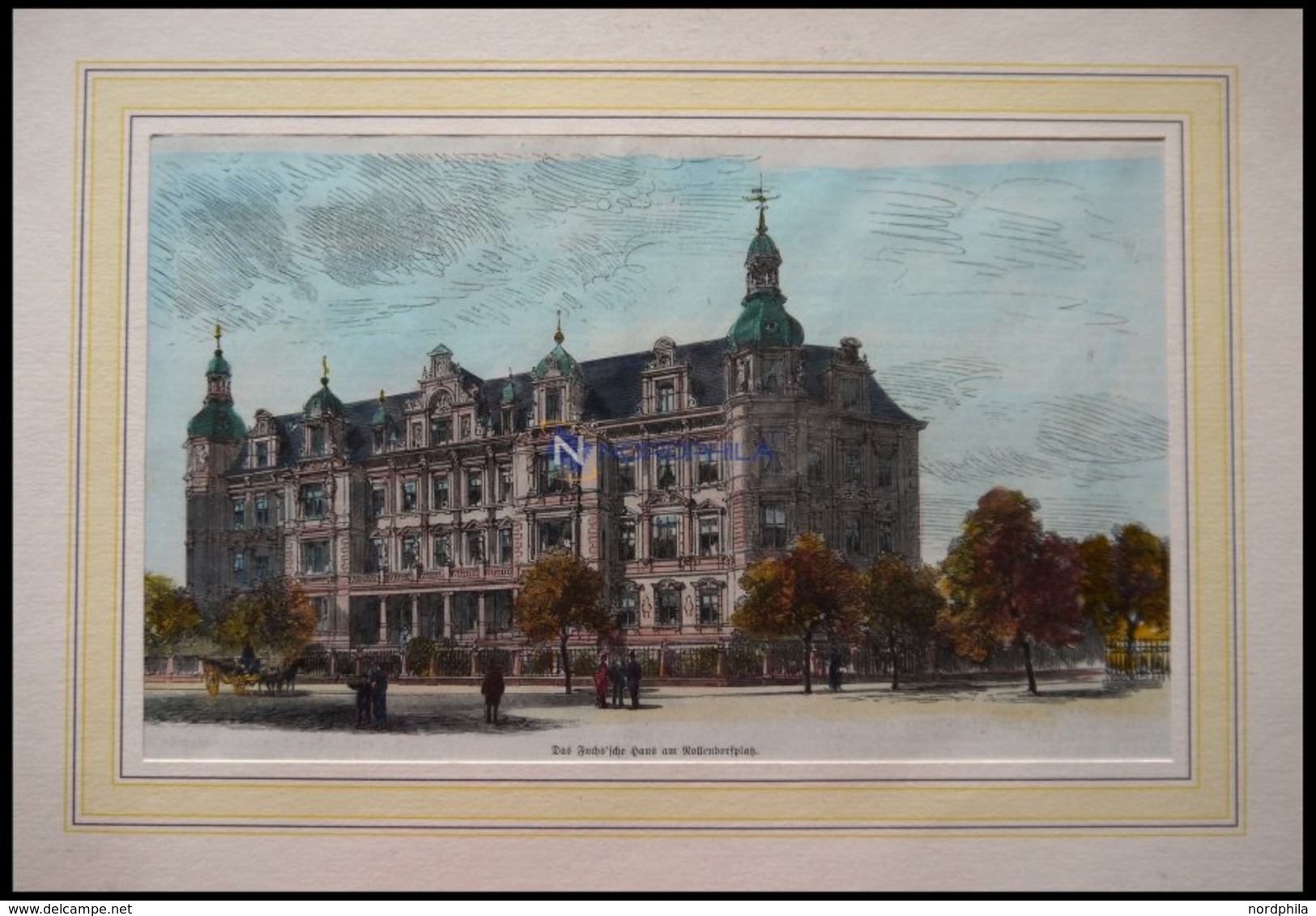 BERLIN: Das Fuchs`sche Haus, Kolorierter Holzstich Um 1880 - Lithographies